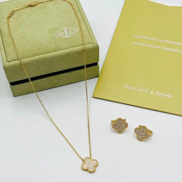 Van Cleef & Arpels Necklace and Earring Set in Gold & Silver Colors with  Tons - Timeless Elegance and Versatile Luxury
