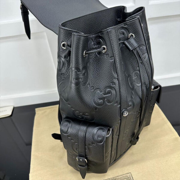 Gucci Leather Embossed Backpack in Black for Men